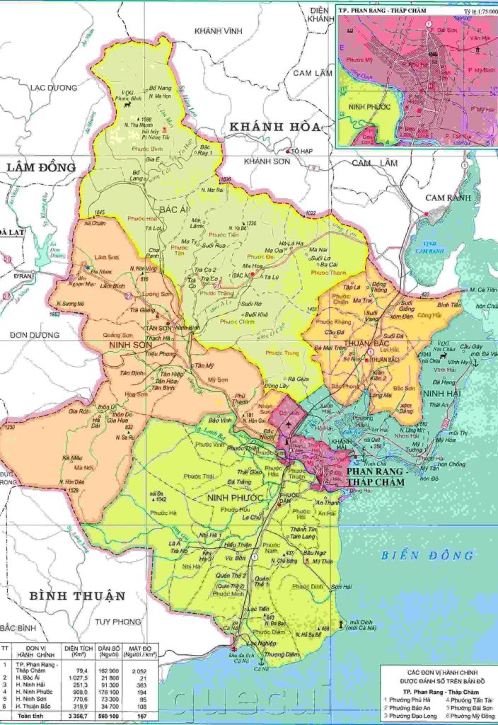 Bản đồ hành chính tỉnh Ninh Thuận
