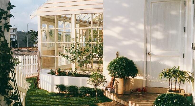 Homestay có lối thiết kế hiện đại với tràn ngập cây xanh