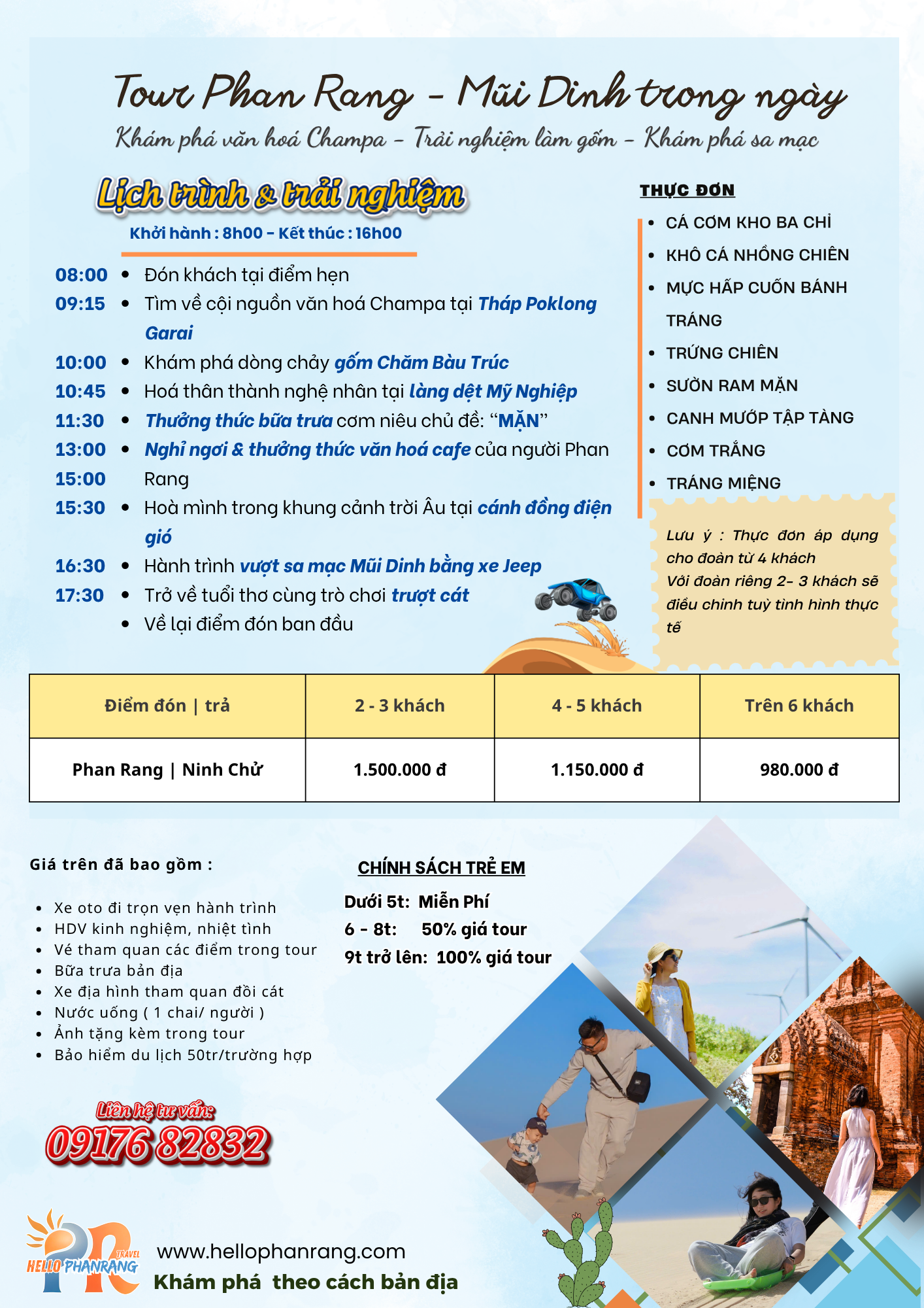 lịch trình chi tiết tour mũi dinh trong ngày