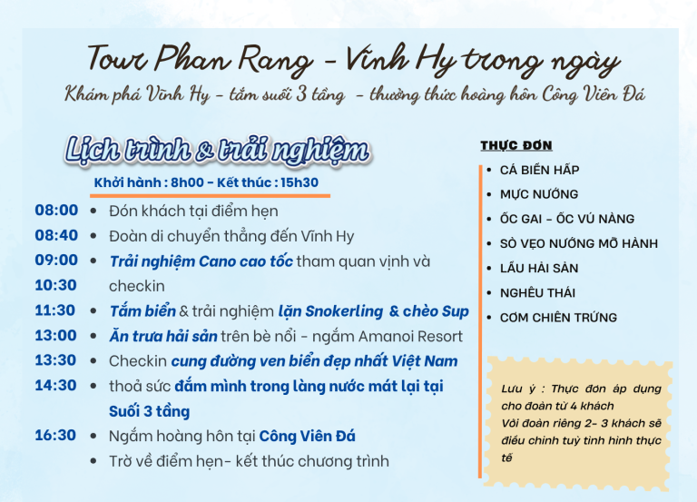 Tour Phan Rang Vĩnh Hy 1 ngày